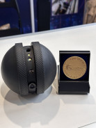 “Ball Type Rolling Robot for Inspection and Rescue” (left) and the Gold Medal awarded at the 49th International Exhibition of Inventions of Geneva (IEG) (right)